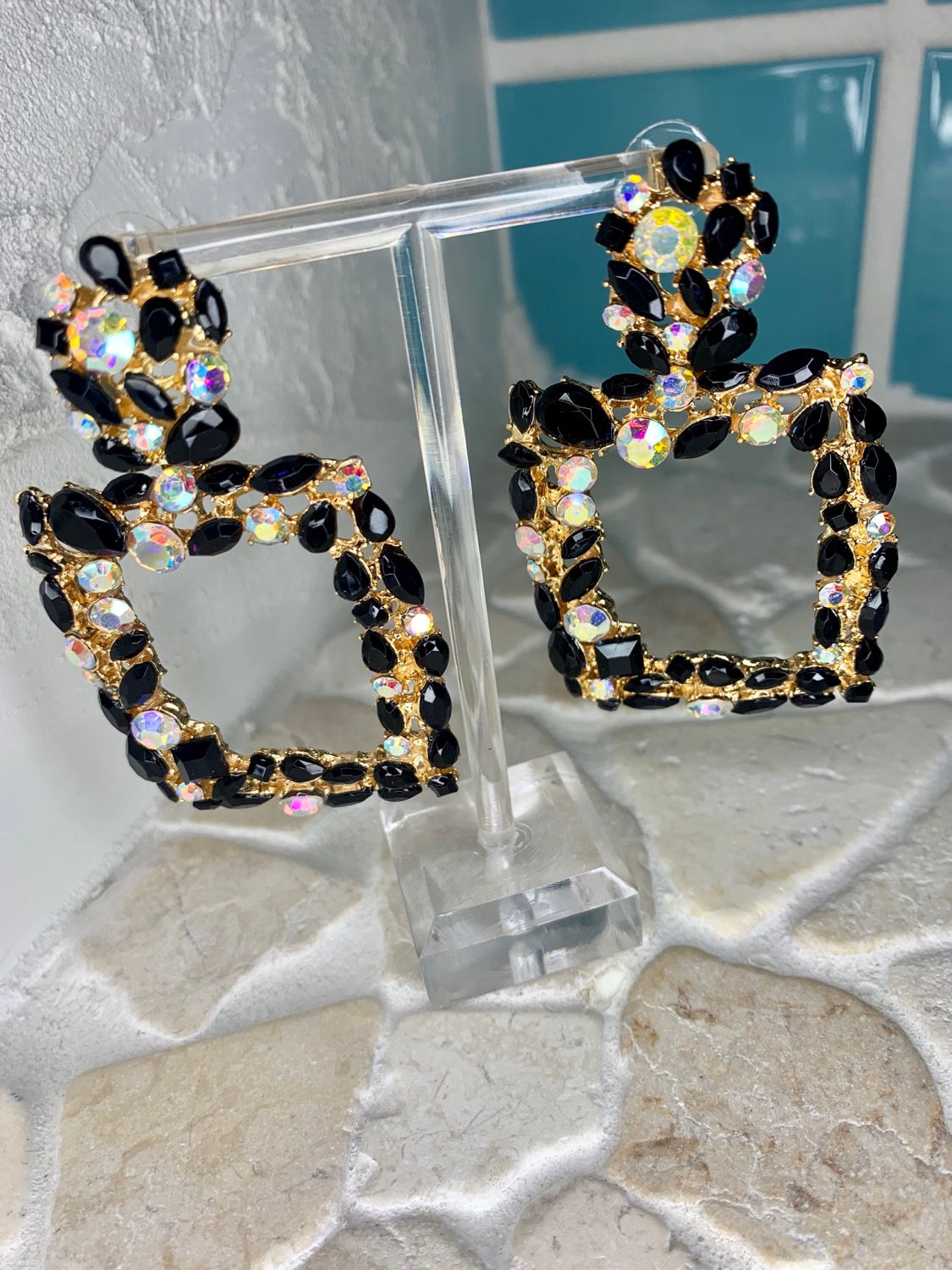 Beaut Gold & Black Stud Earrings