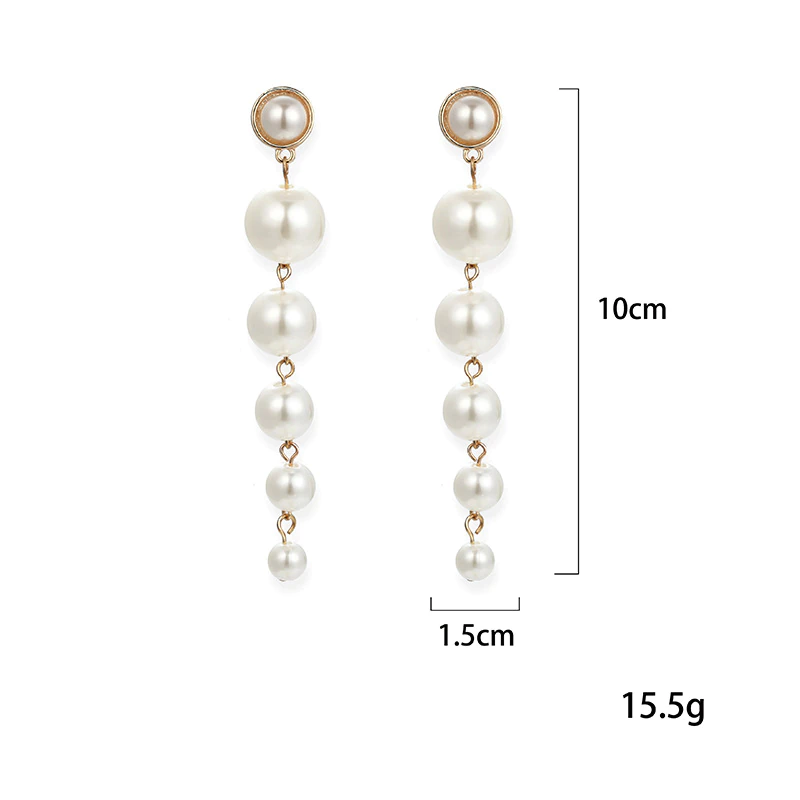 Thumbnail: Exquisite Simulated Pearl Stud Earrings Fashion Long Statement Earrings for Wom
