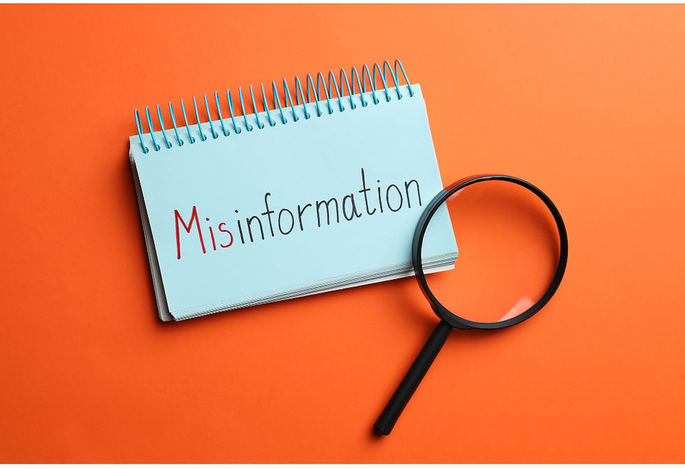 a notepad reading "disinformation"