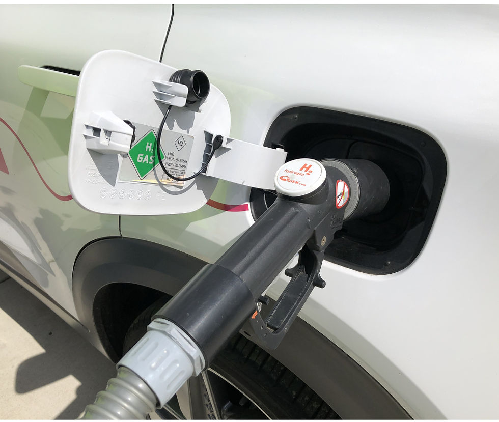 a car refuelling with hydrogen fuel supply