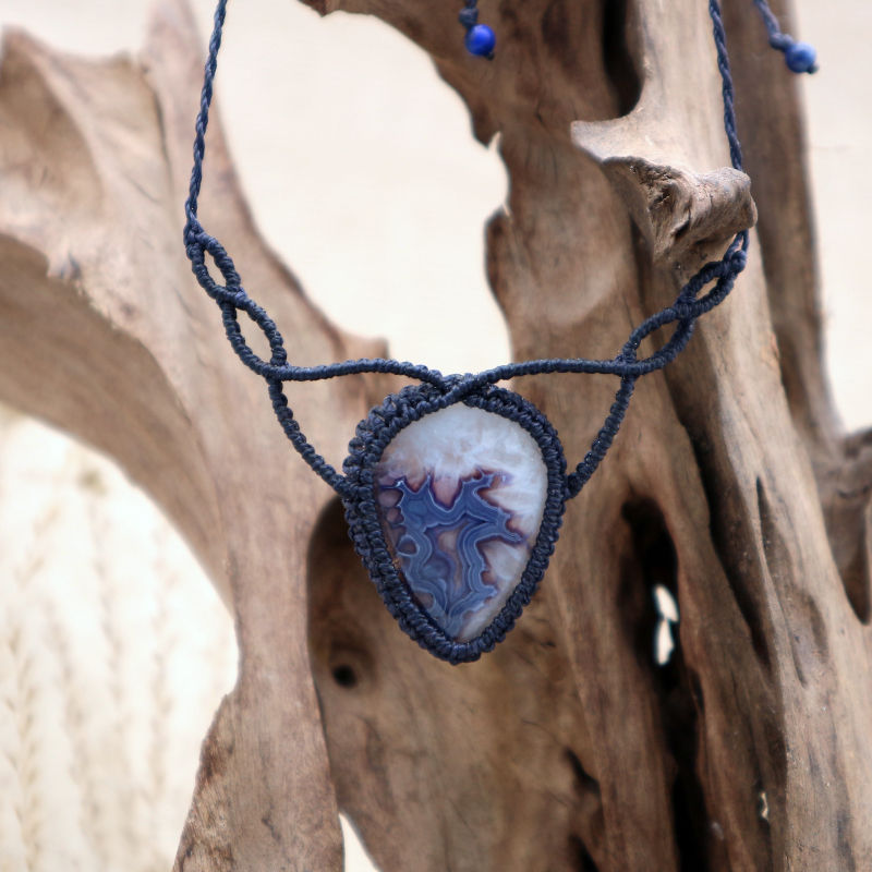 Miniaturbild: Kette „BUTTERFLY“ mit Achat // kobaltblau