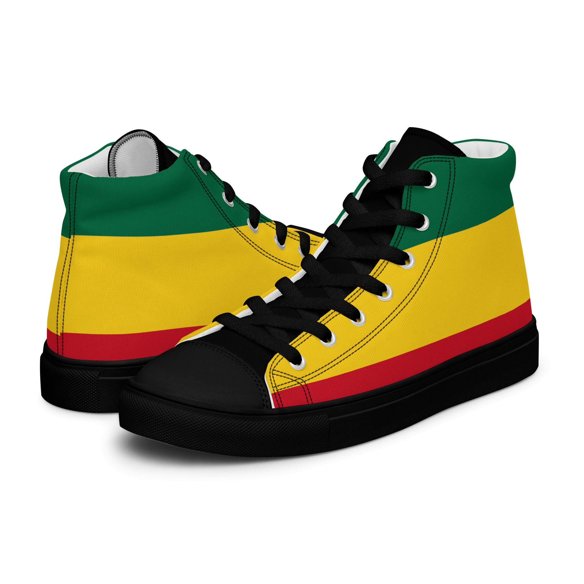 REGGAE RED GOLD & GREEN - high top canvas shoes