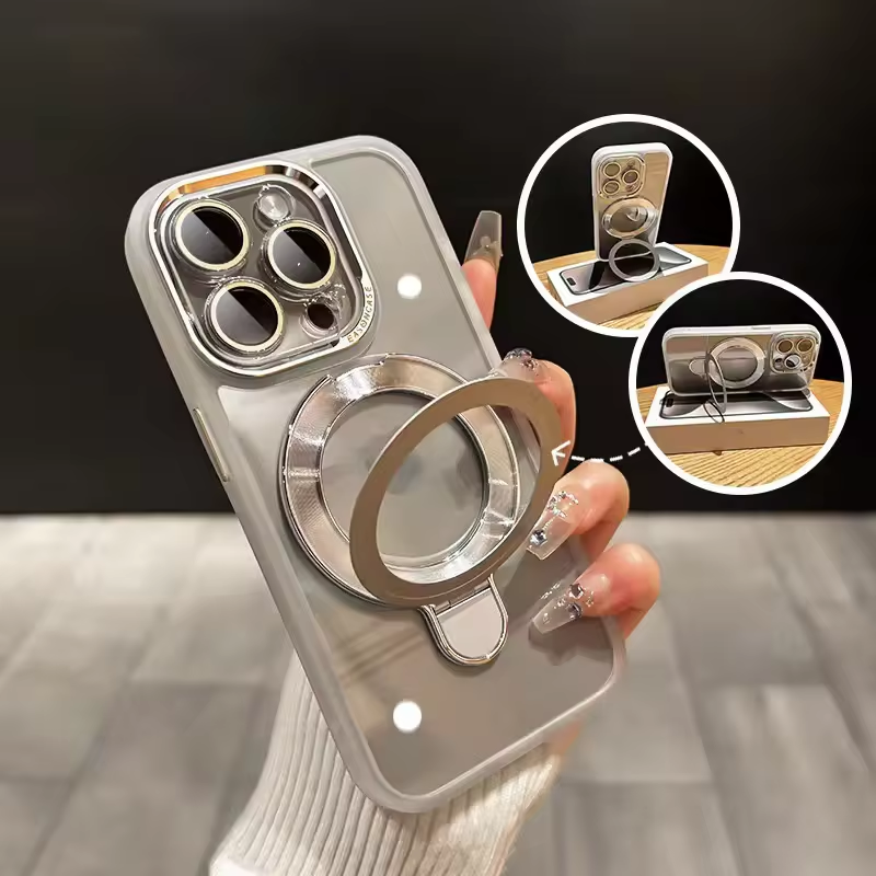 Thumbnail: Cut Electroplated Metal Magnet Charging Hidden Holder Phone Case TPU PC 2