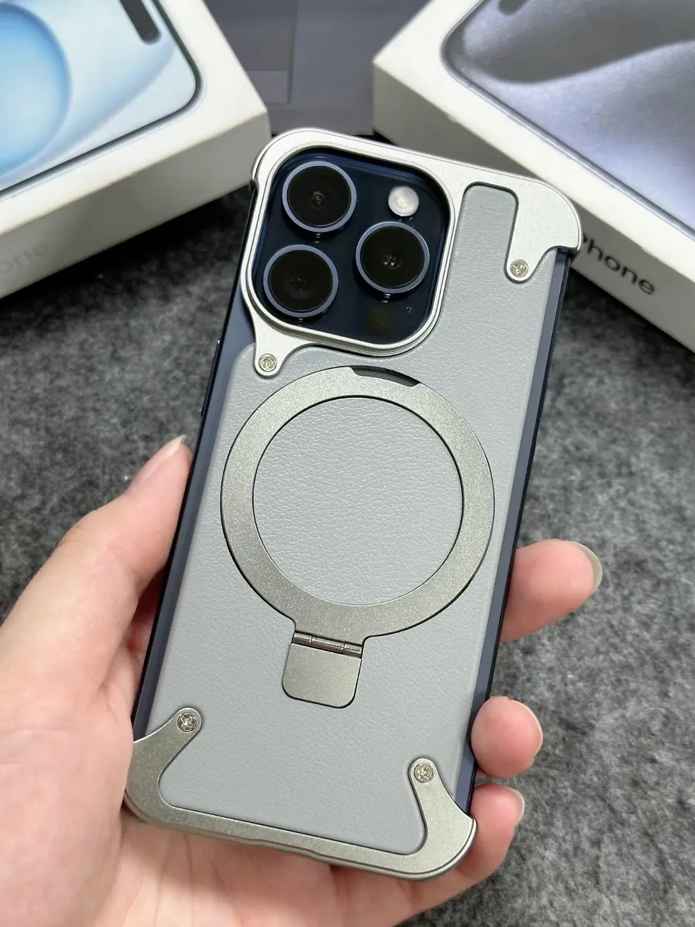 Thumbnail: Light Weight Leather Metal Megsafe Phone Case For iPhone 15 Pro Max