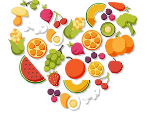 Food graphics in a heart shape