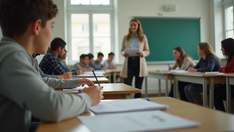 Eye-level view of a supportive classroom environment with engaged students