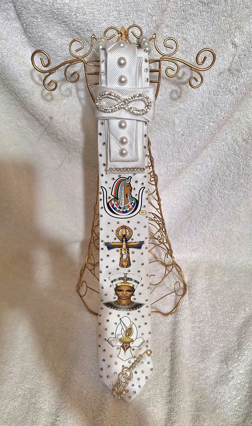 Thumbnail: Daughters DOI PHA necktie necklace embellished with pearls & rhinestones