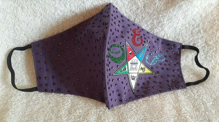 Thumbnail: OES - Order of Eastern Star logo face mask embellished with rhinestones