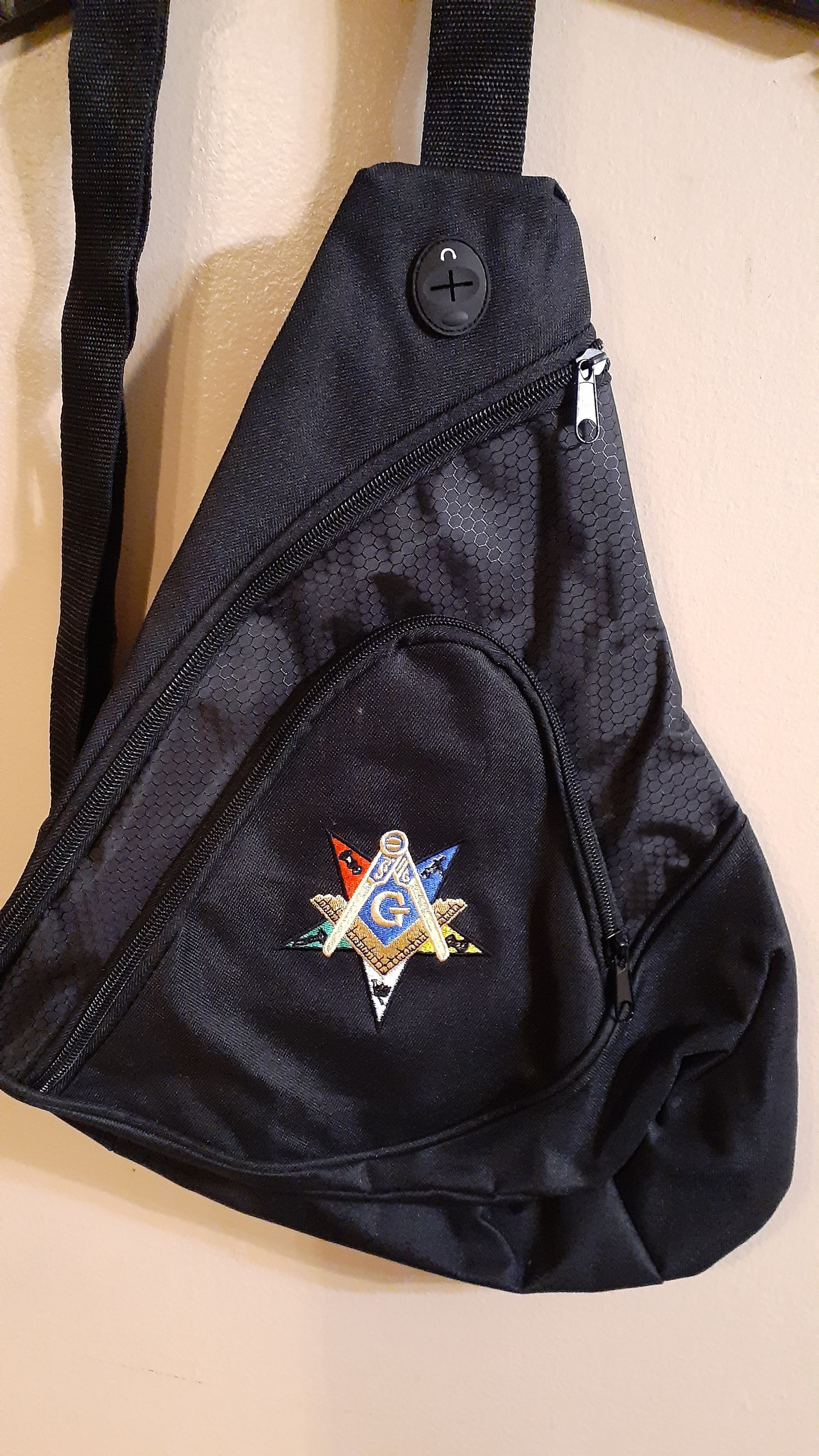 Masonic Patron embroidered logo sling backpack (smaller size)