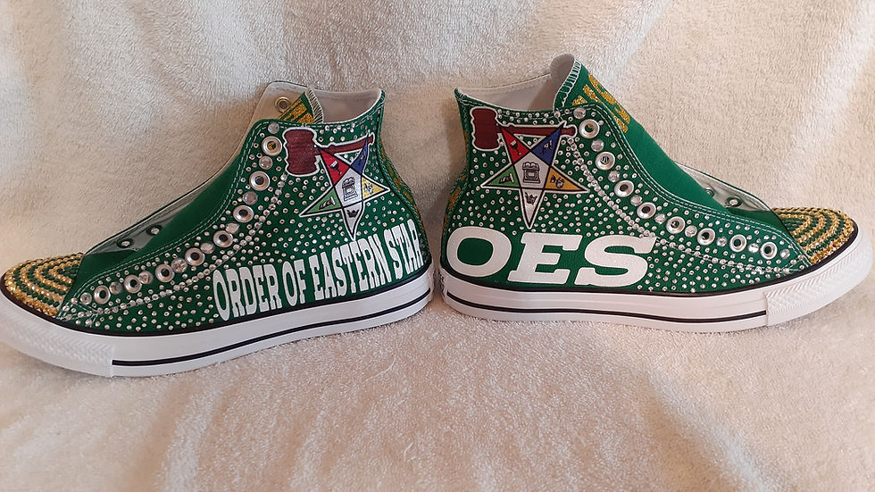 Thumbnail: OES - Order of Eastern Star Converse custom Chuck Taylor hi-tops shoes