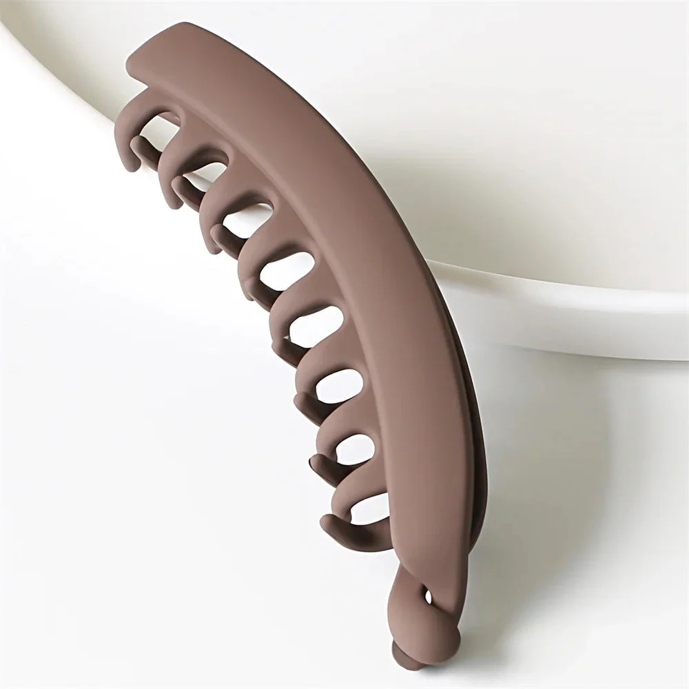 Frosted Solid Color Banana Hair Clips – Fashion Ponytail Barrettes & Hair Claws