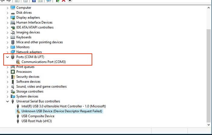 Amperes PT1801 Device Manager (Ports) Issue