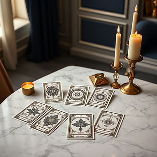 Tarot cards arranged on a table for a private tarot reading at Connecticut Ave Psychic in Norwalk, Connecticut