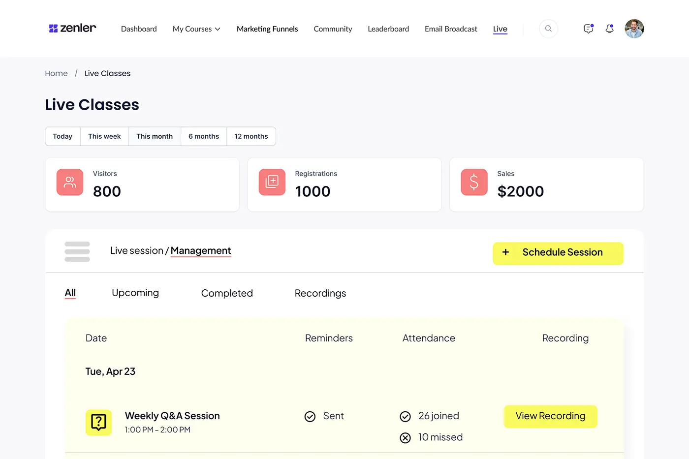 zenler-online-coaching-platform-dashboard.webp