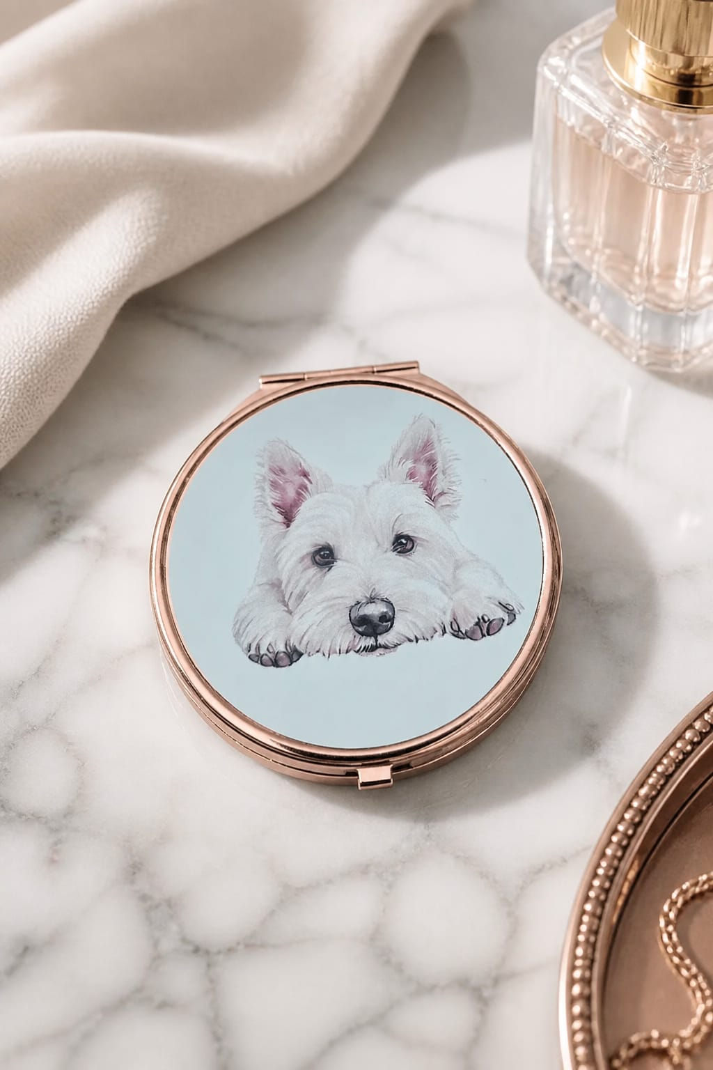 Rose Gold Compact Mirror - Westie