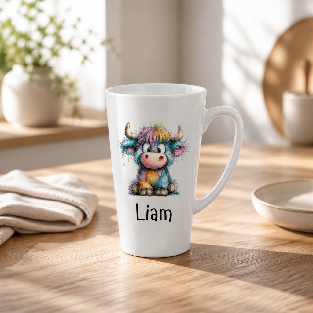 Latte Mug - Highland Cow Whimsical