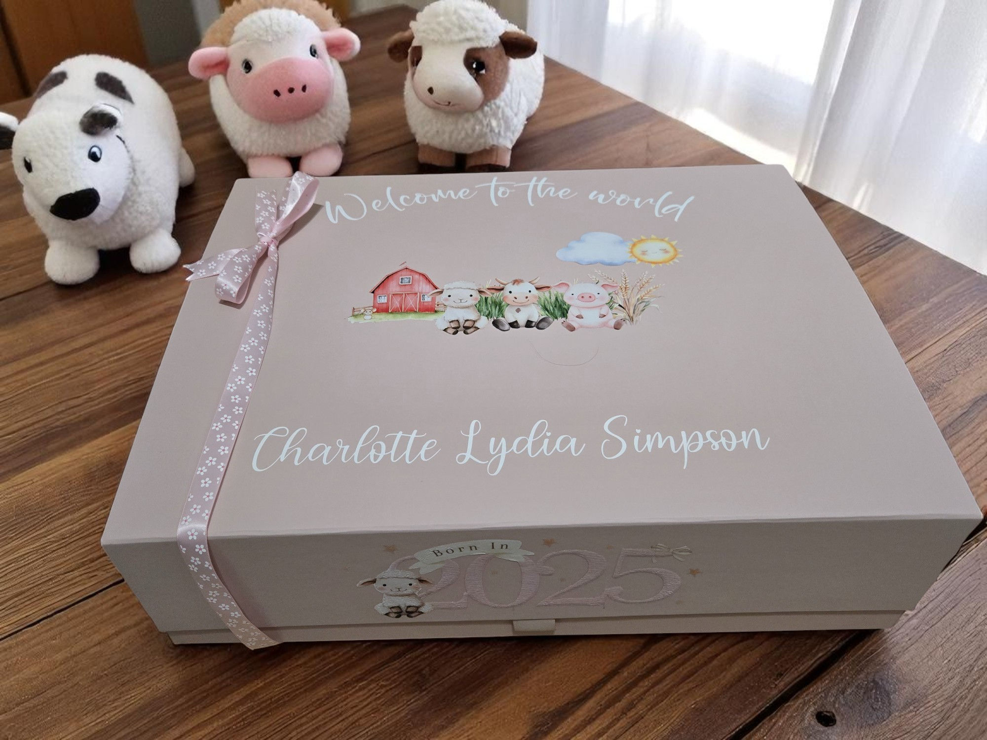 Extra Large Memory Personalised Baby Gift Box - Farm