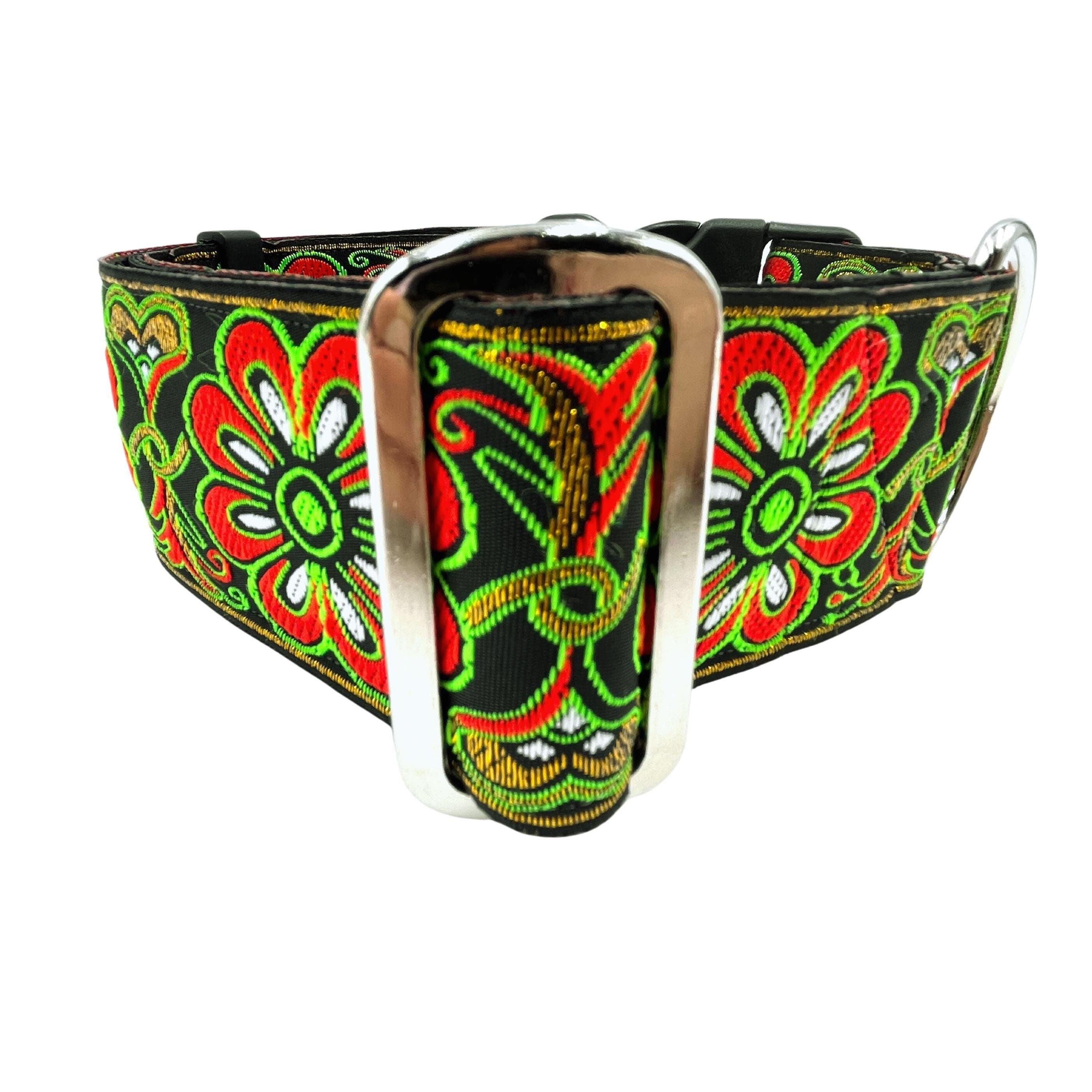 Groovy Floral Martingale Dog Collar | Satin Lined, Large Breed