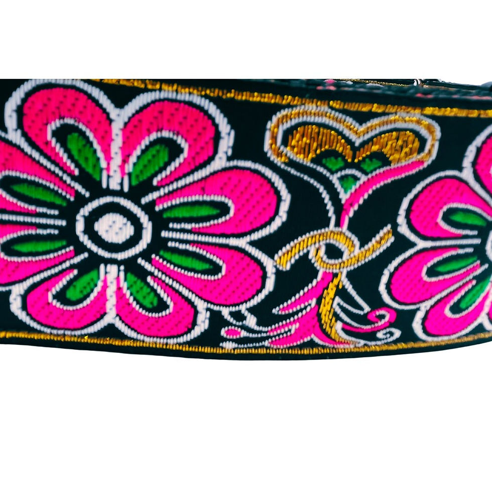 Thumbnail: Groovy Pink | 2" Wide Regular or Metal Buckle Dog Collar, Large Breed