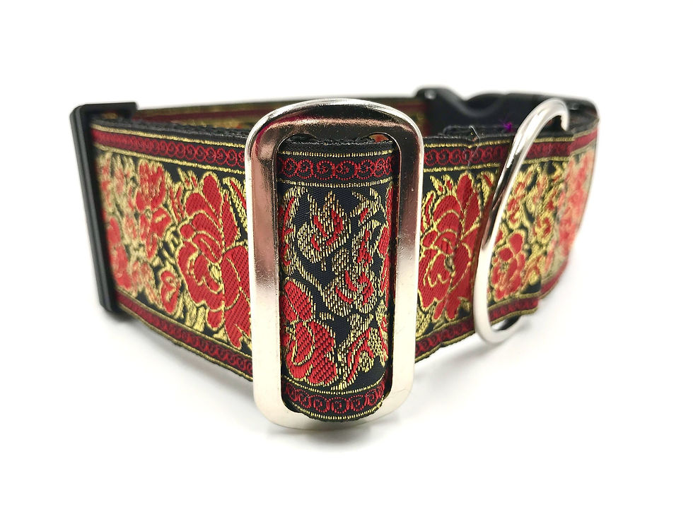 Thumbnail: Ruby Floral Martingale Dog Collar | Satin Lined, Large Breed