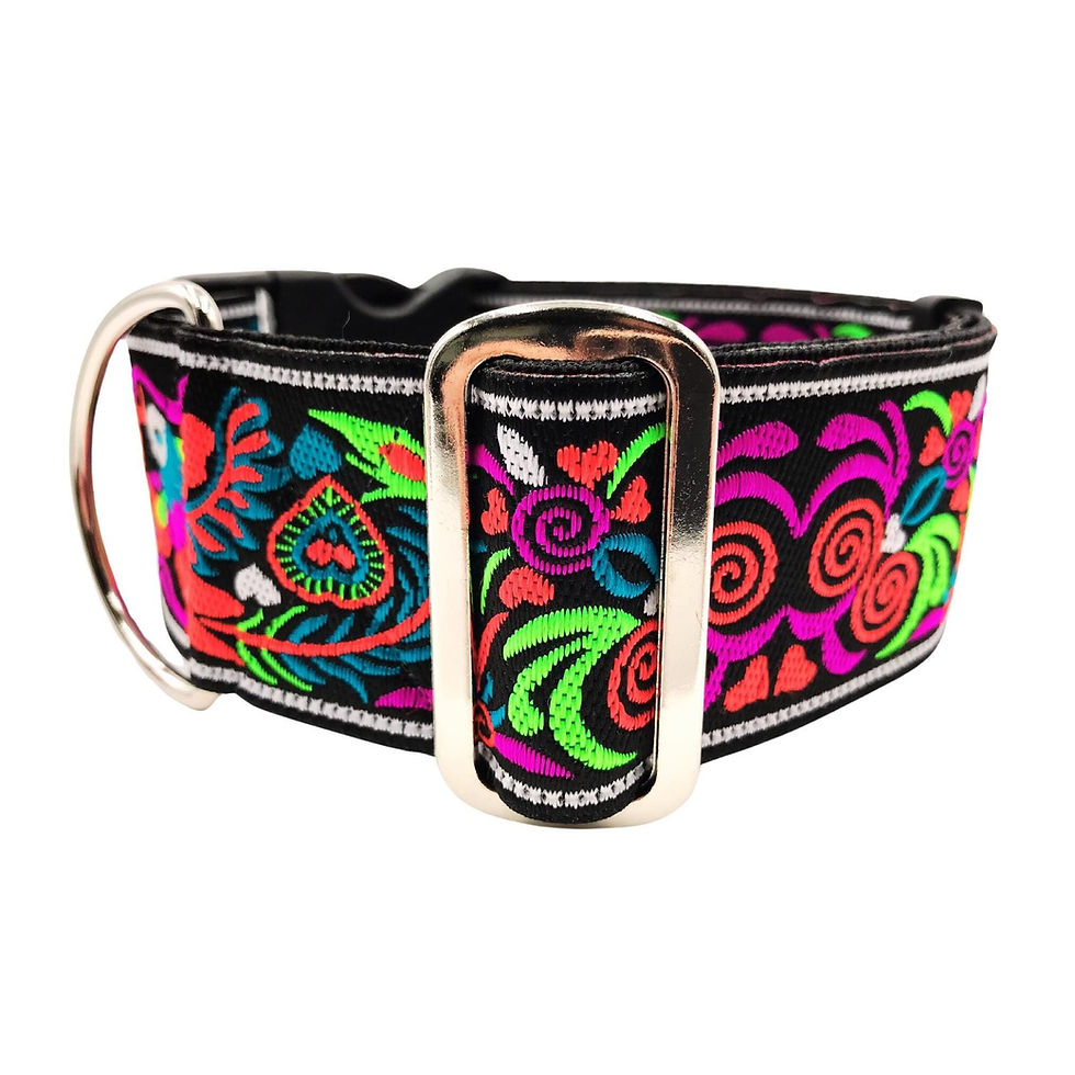 Thumbnail: Peacock | 2" Wide Martingale Dog Collar | Large Breed, Satin Lined