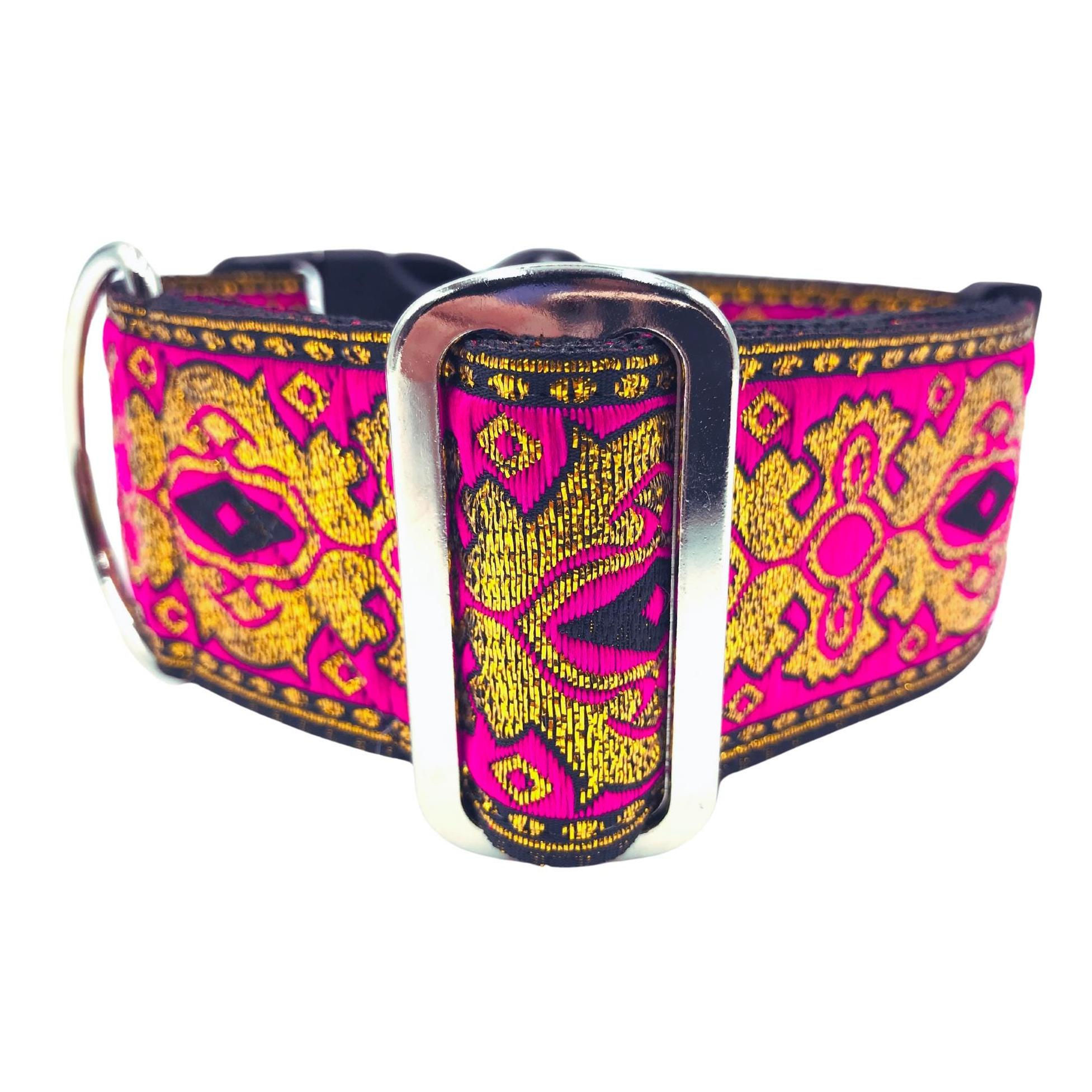 Grace | 2" Wide Dog Collar | Large Breed, Metal Buckle, Satin Lined
