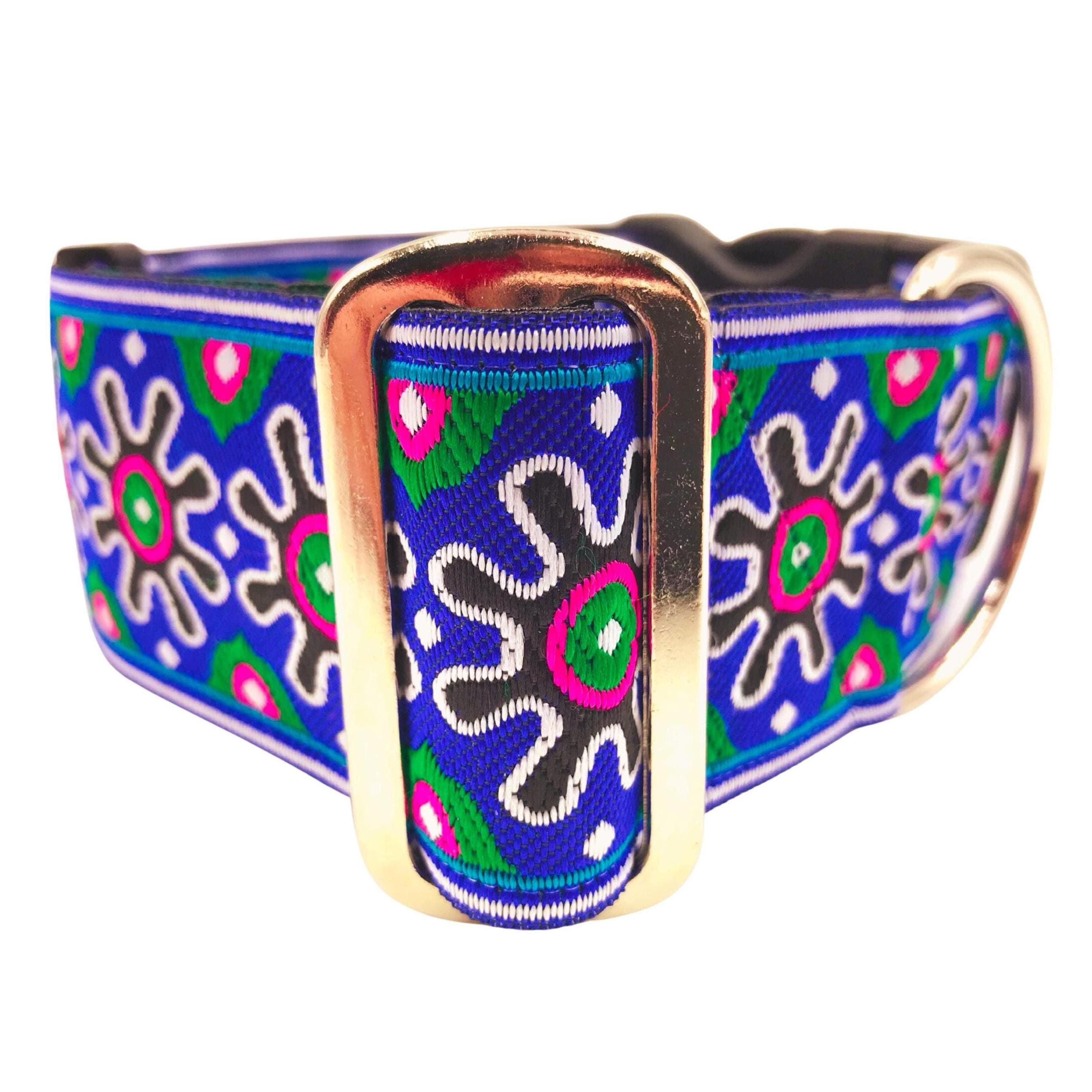 Kaleidoscope Blue | 2" Wide Dog Collar, Large Breed