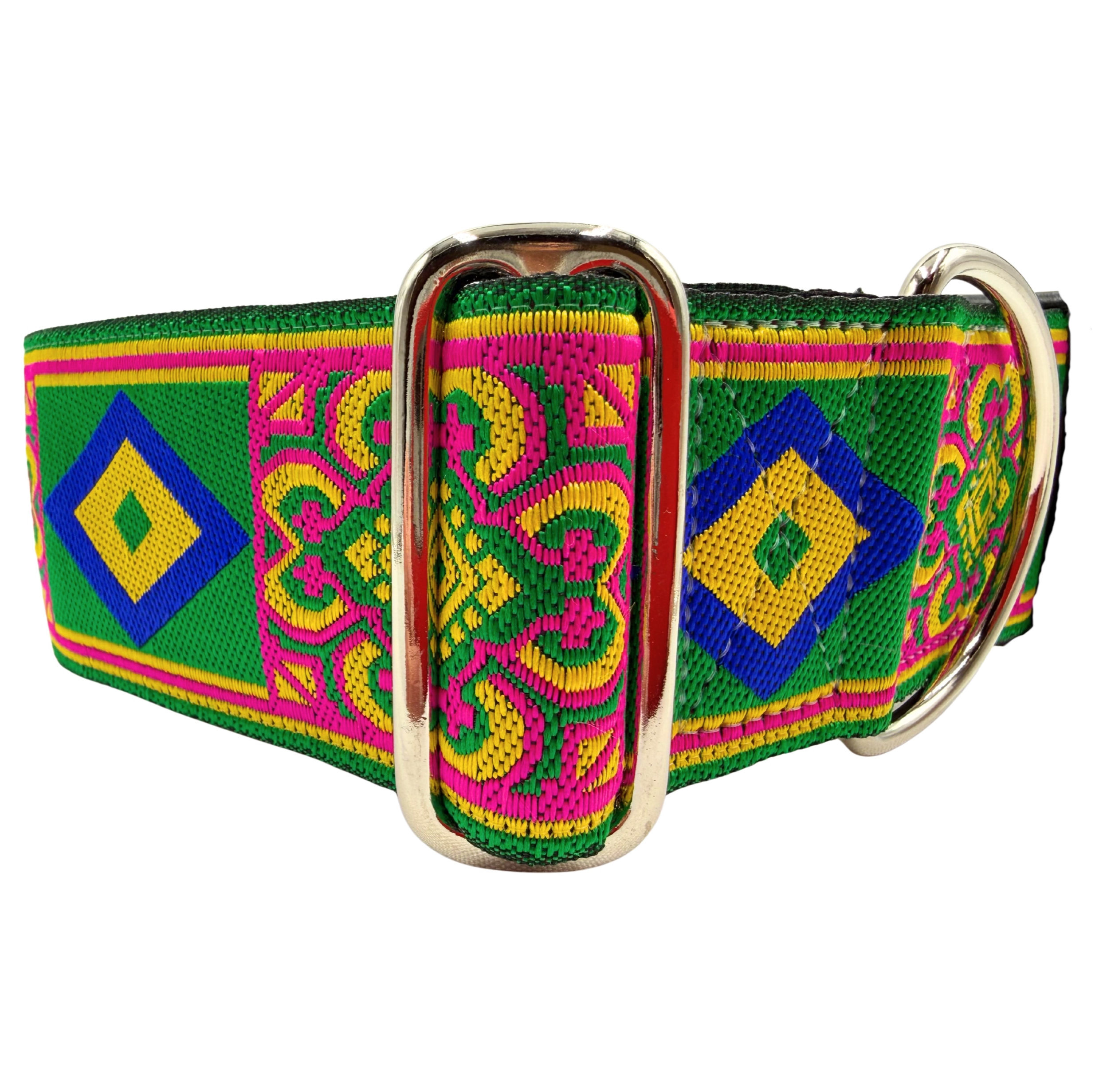 Roxanne | 2" Wide Regular or Metal Buckle Dog Collar, Large Breed, Satin Lined