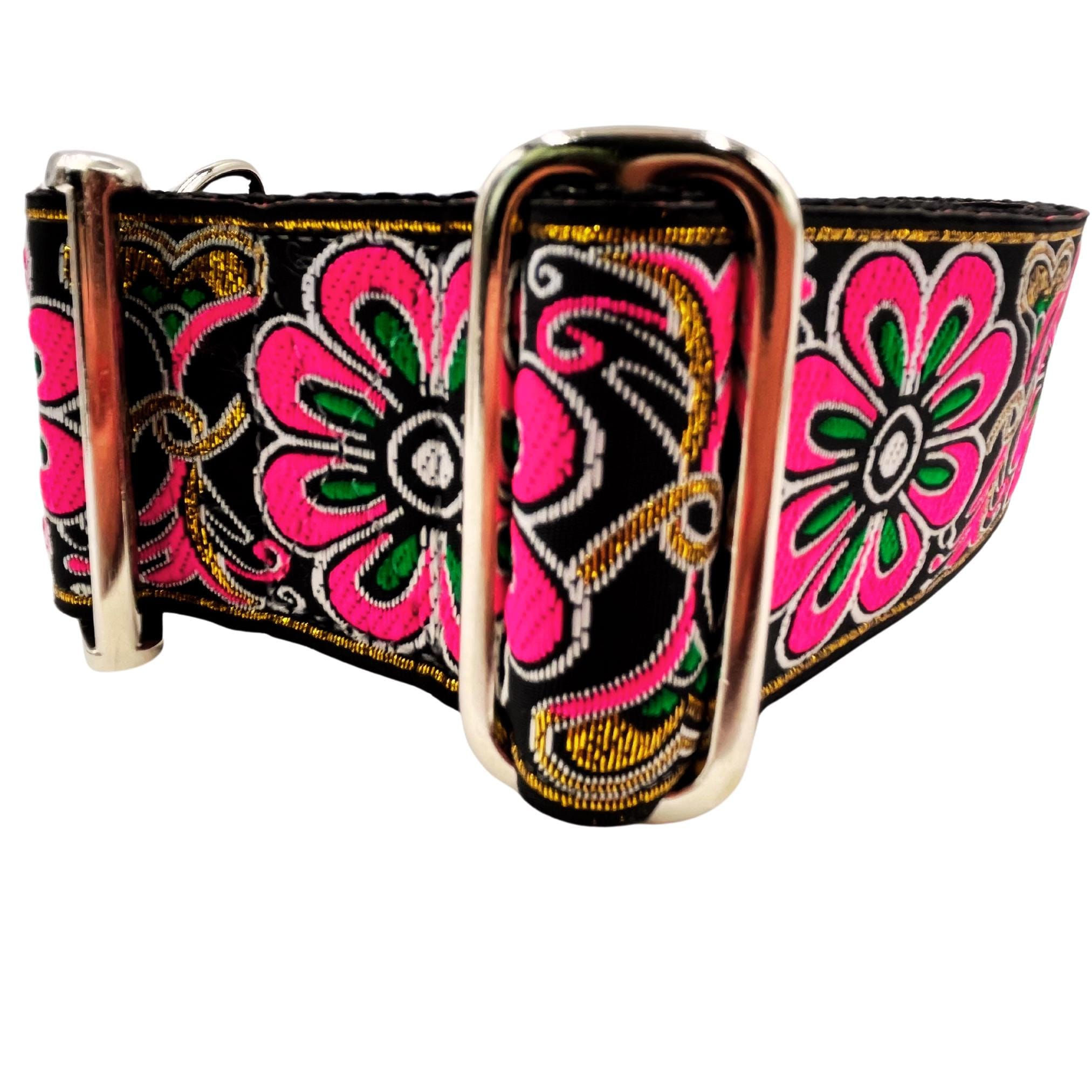 Groovy Pink | 2" Wide Regular or Metal Buckle Dog Collar, Large Breed