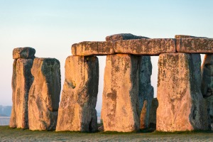 Stonehenge bathed in golden light