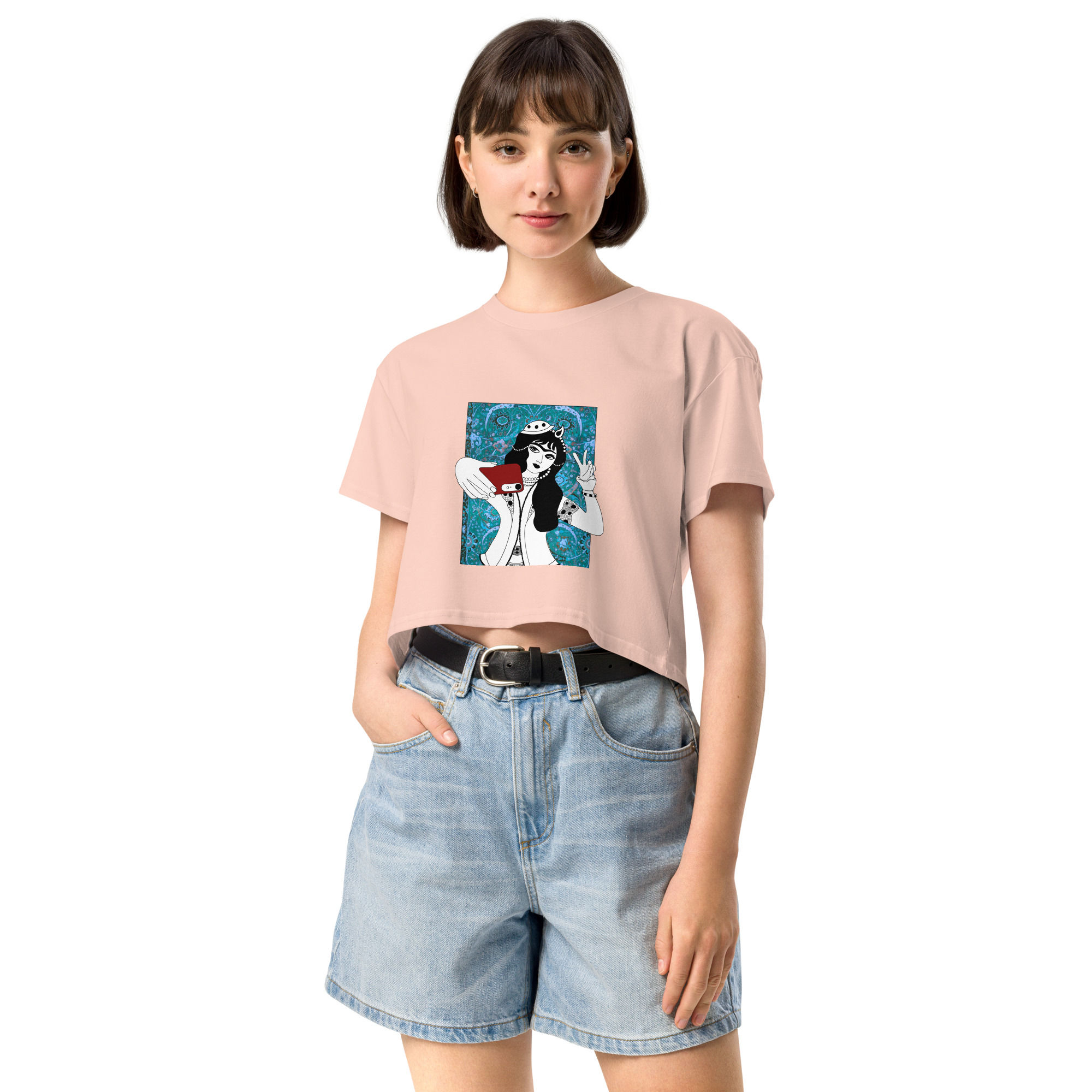 Qajar-Girl-blue crop top