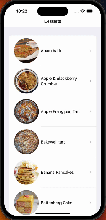 Desserts iOS App