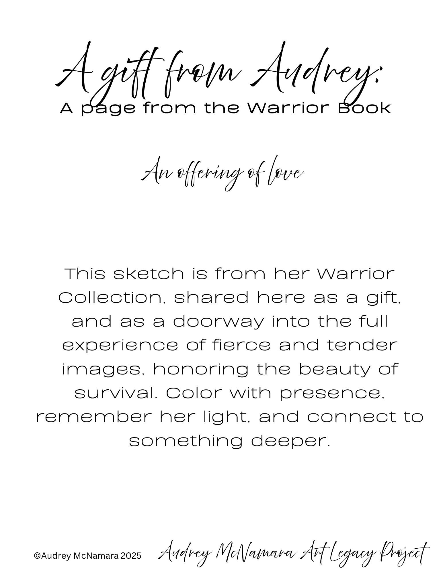 Free Sketch Gift from Audrey's Warrior Collection