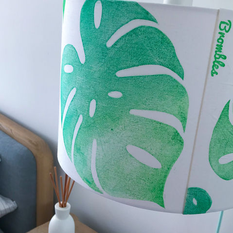 Green Monstera leaf lampshade, Brombleshandmade
