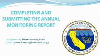 Completing and Submitting the Annual Water Board Monitoring Report
