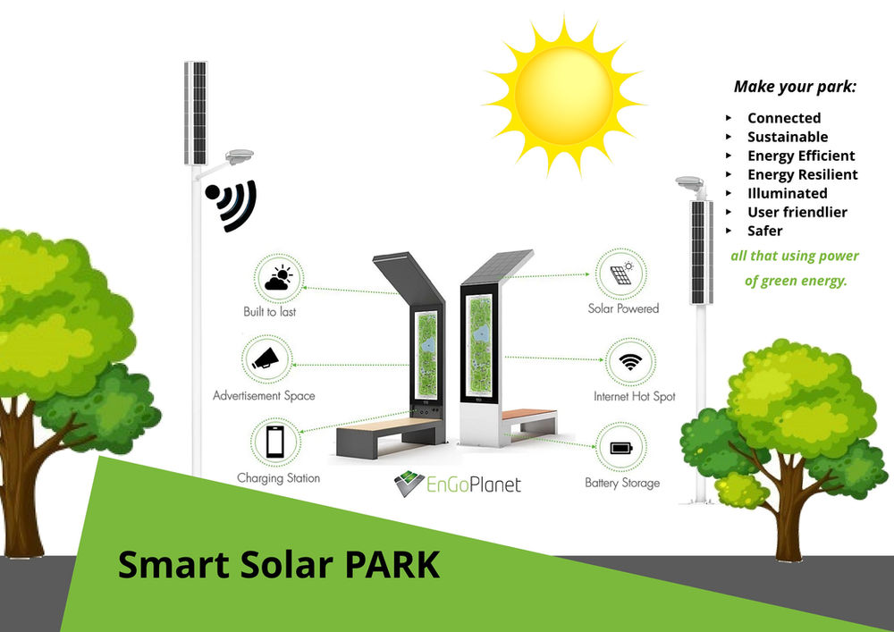 Smart Park Design with Solar Benches and Solar streetlights