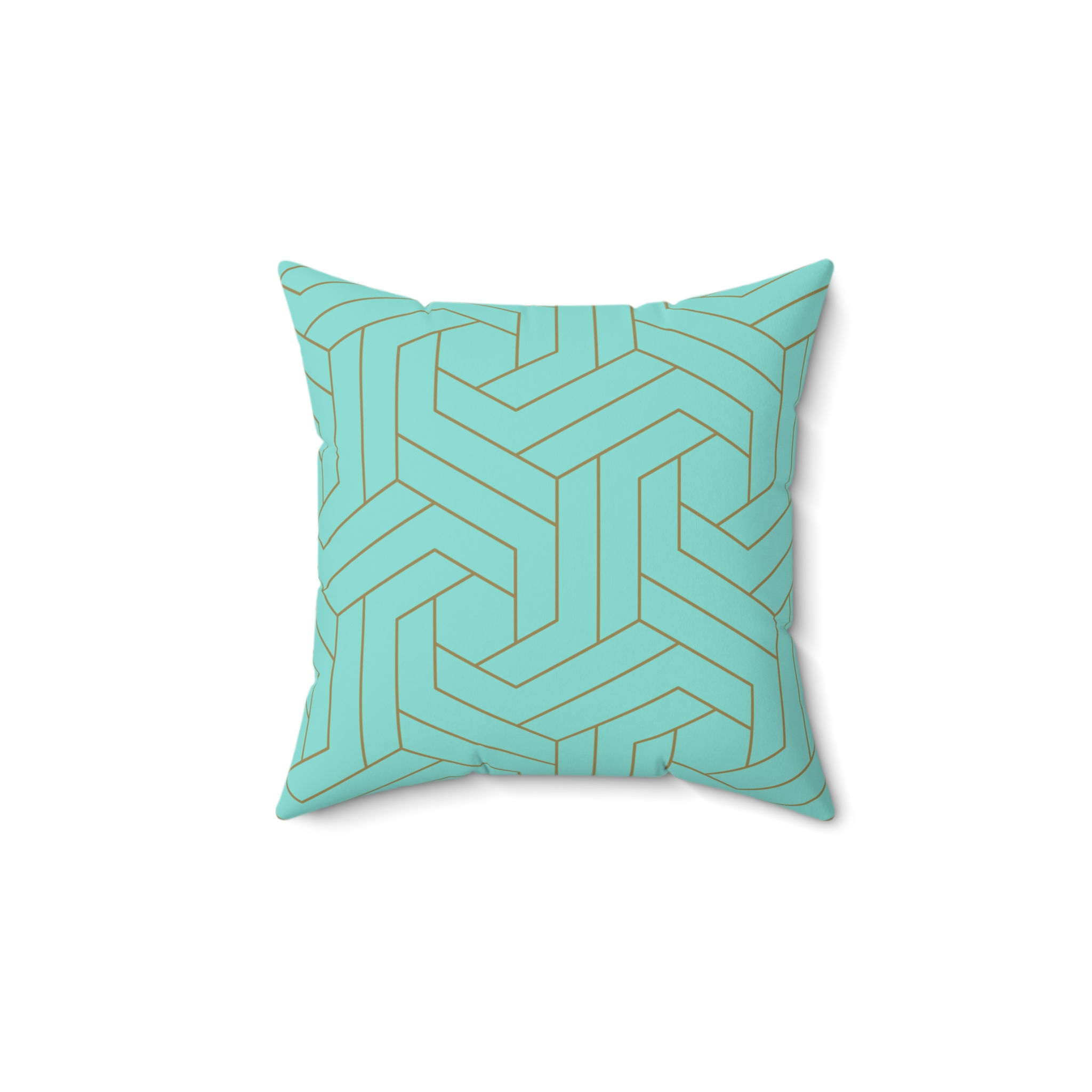 Elegant Geometric Spun Polyester Square Pillow for Modern Decor- Robins Egg