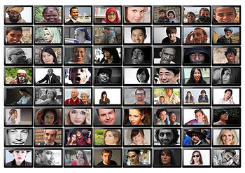 Many faces in a computer screen