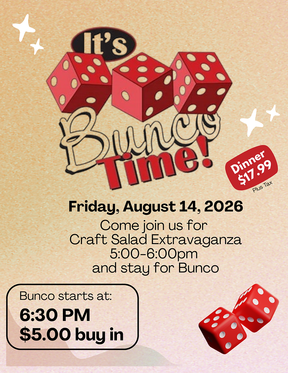 Bunco Night - August 14th