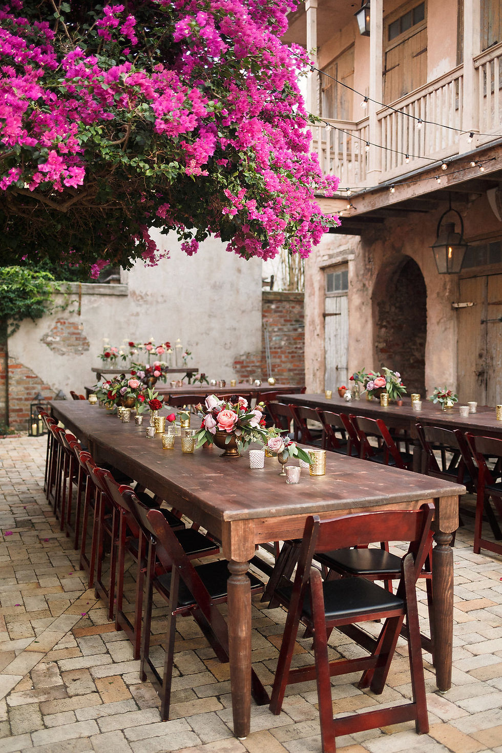 New Orleans Wedding with Ruby and Pearl Events, Kaylynn Marie Photography, Antigua Florals + Styling, Lovegood Wedding & Event Rentals , Kinfolk Brass Band at Race & Religious / Vintage Decor, Lounge Space, and Classic Farm Tables