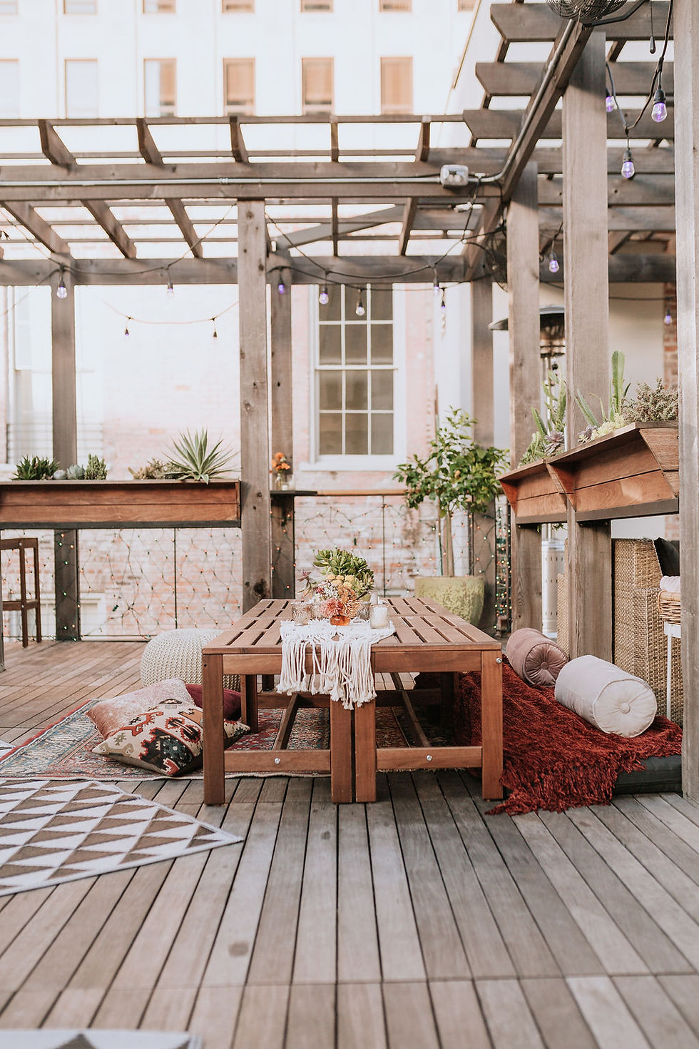 Dashing Darling Birthday | Bohemian, New Orleans Style Celebration at Catahoula Hotel with Alyssa Fisher Photography, It's a Nice Day, and Lovegood Wedding & Event Rentals | Boho, Vintage Rentals, Wicker Chairs, Tipi, Rugs, Poufs, Flower Power, Macrame Details