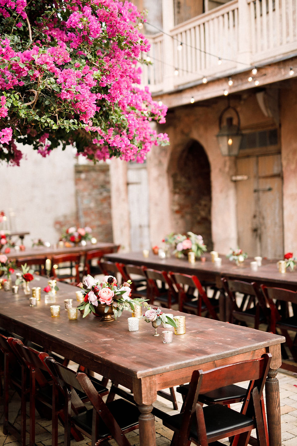 New Orleans Wedding with Ruby and Pearl Events, Kaylynn Marie Photography, Antigua Florals + Styling, Lovegood Wedding & Event Rentals , Kinfolk Brass Band at Race & Religious / Vintage Decor, Lounge Space, and Classic Farm Tables