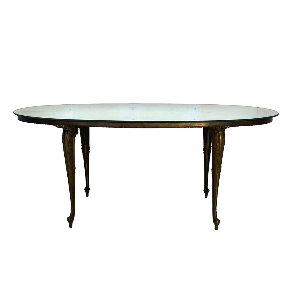 Oval Brass Coffee Table w. Mirror Top