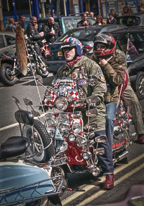 Old Mods with vintage scooter in Derbyshire