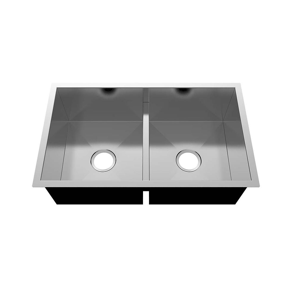 PROHS Low-Divide 50/50 Undermount Handmade Stainless Steel Kitchen Sink