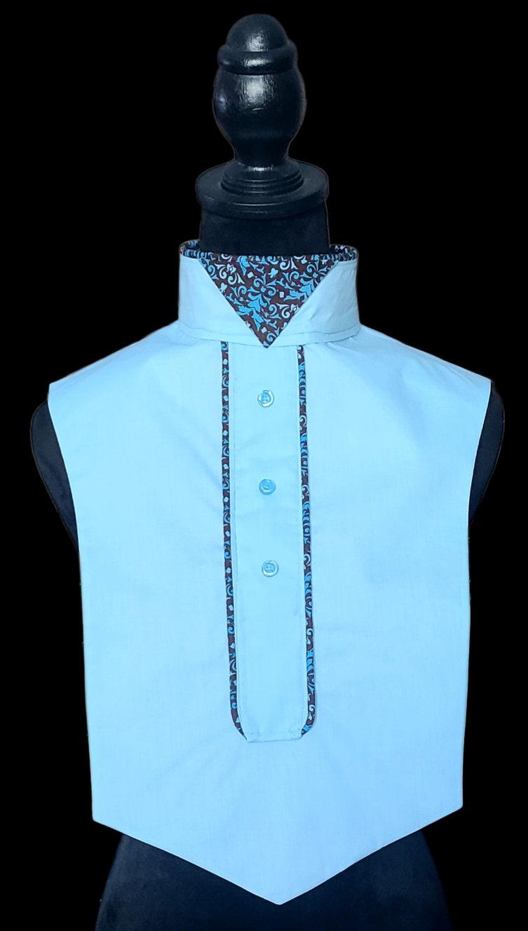 Thumbnail: IN STOCK HUNT SEAT DICKIE (Bib) Reversible Blue and Brown Print, Standard Size