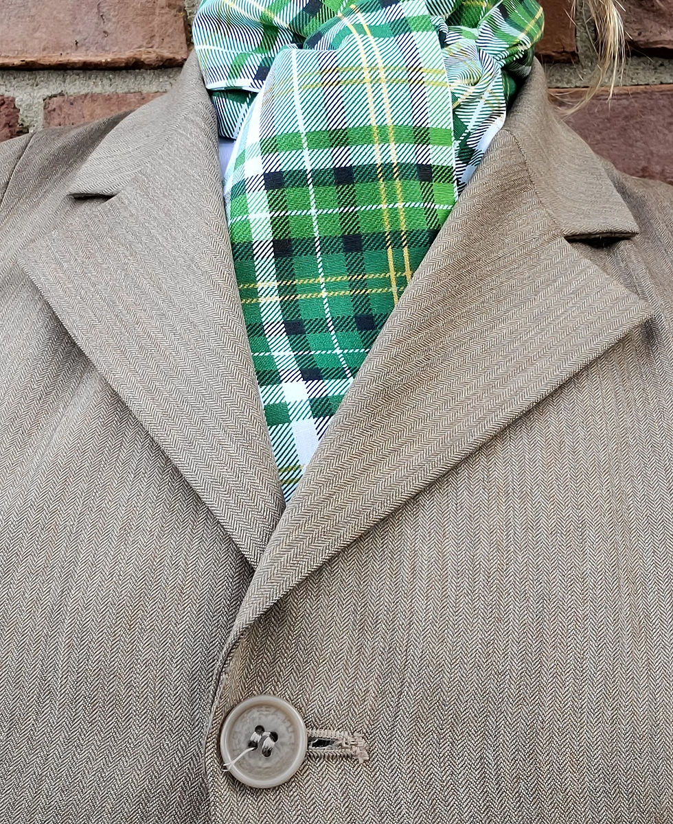 Thumbnail: TRADITIONAL Shaped Stock Tie, Reversible Green Plaid to Shamrocks