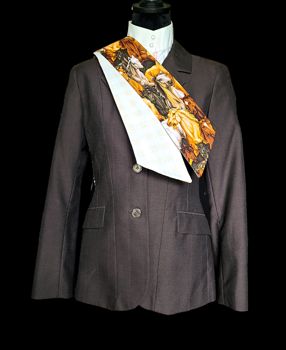 TRADITIONAL Shaped Stock Tie, Reversible Peach Check to Wild Horses, 1 available