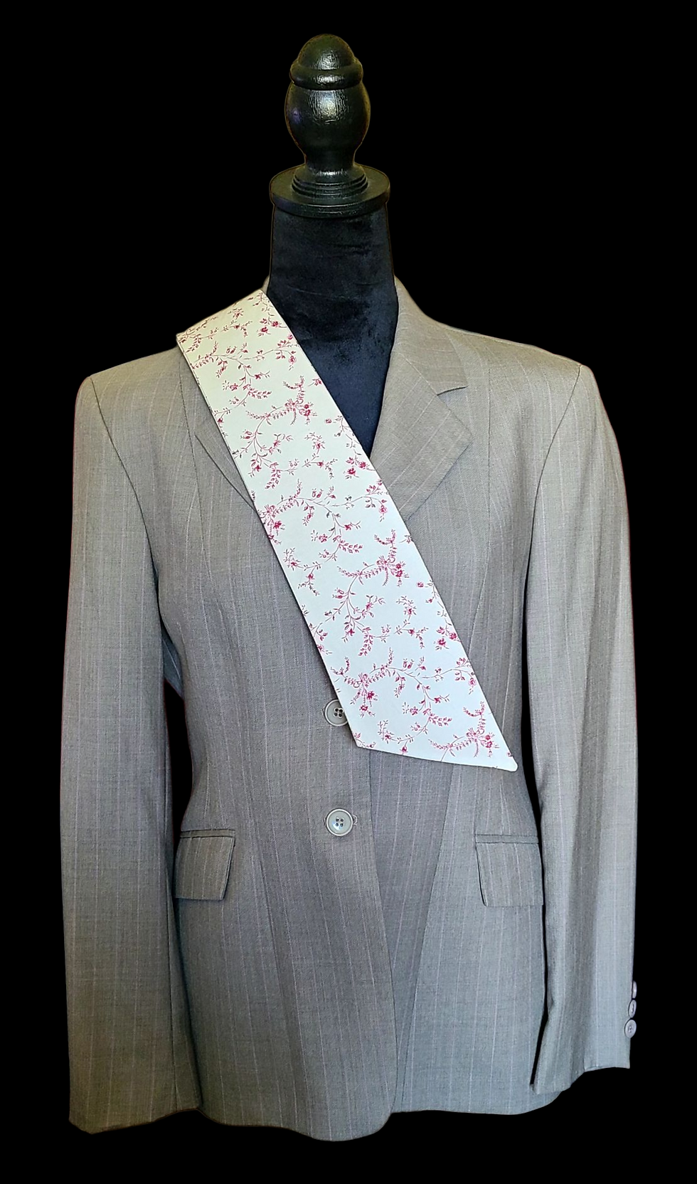Thumbnail: TRADITIONAL Shaped Stock Tie, Maroon Flowers on Cream