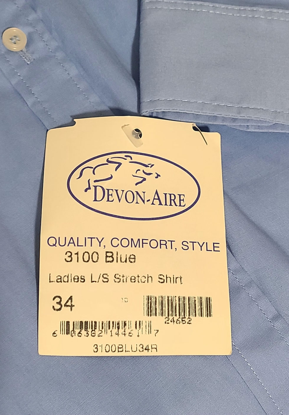 Thumbnail: DEVON AIRE Light Blue Stretch Huntshirt, Size womans 34 (NEW!)